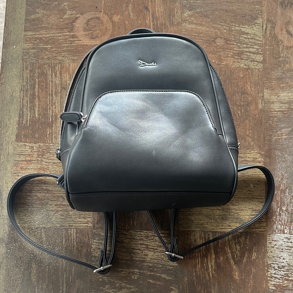 Elegant Black Vegan Leather Mini Backpack by Doshi